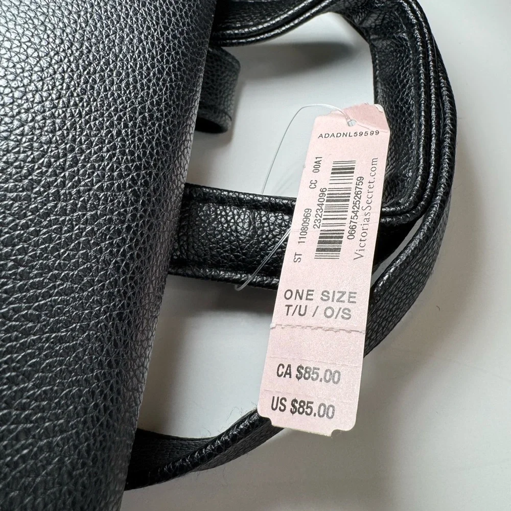 VS Black Faux Leather Backpack Carryall NWT - Picture 7 of 8